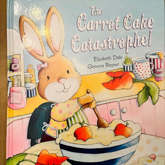 Plush Beige Bunny w/Orange Carrot & ‘The Carrot Cake Catastrophe Book’ w/Recipe - Picture 7 of 8